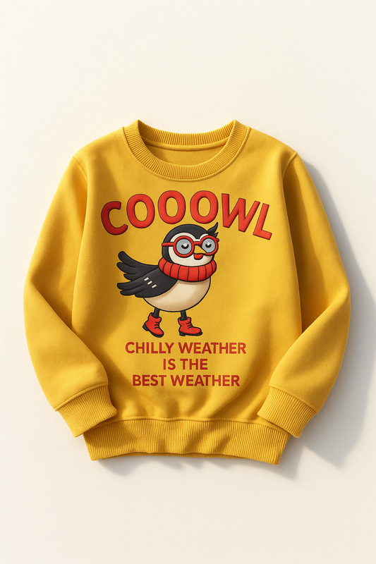 Kids Yellow Sweatshirt – Cool Owl Winter Print 271