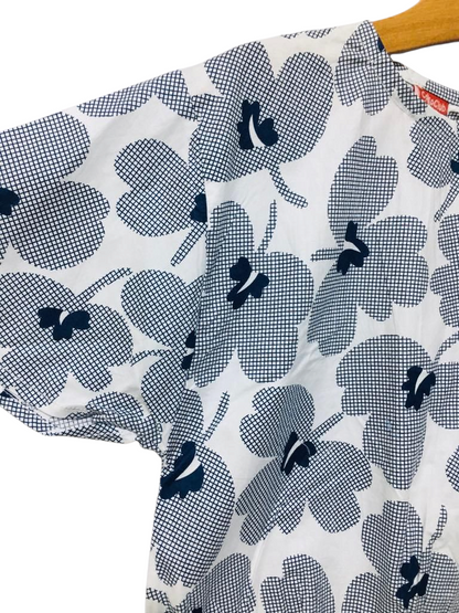 Navy Leaves All Over Print White Skate Fish Girls 404