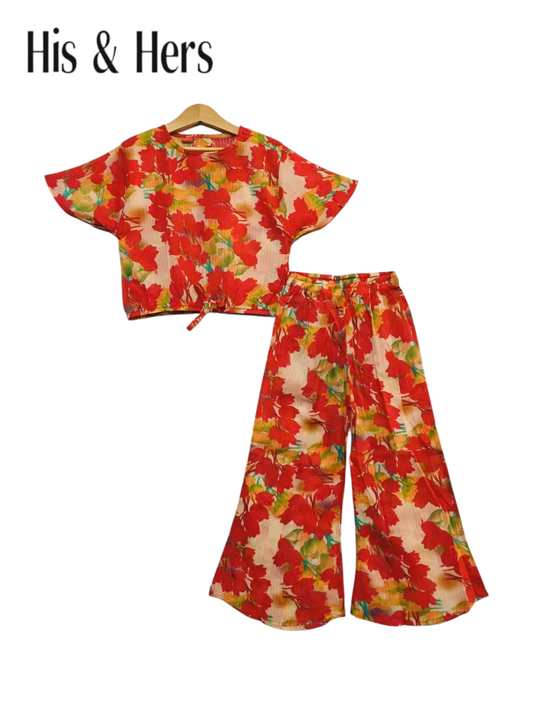 Red Flowers All Over Print Skate Fish Girls  231