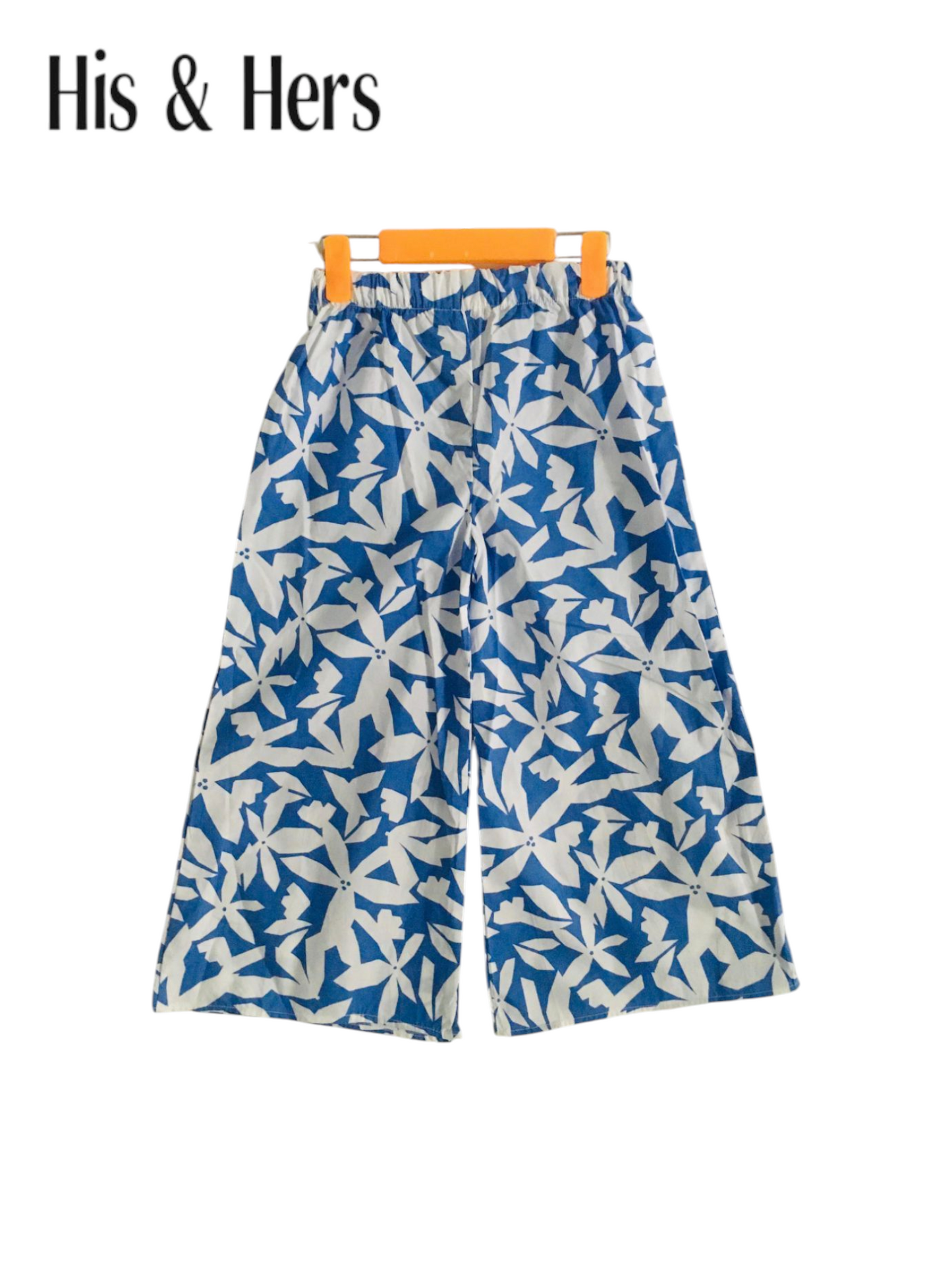 White Flowers All Over Print Blue Cotton Flapper