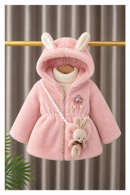 Bunny Charm Plush Jacket 🐰- Baby Pink 912