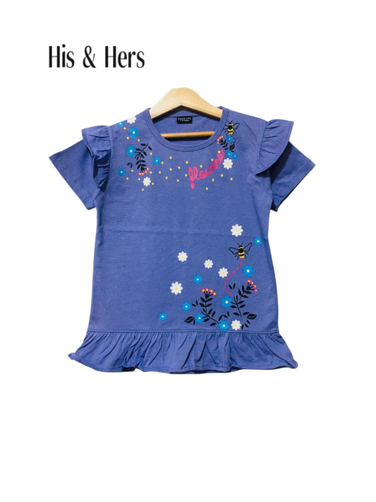 White Flowers Kid's Purple T-Shirt Girls 112