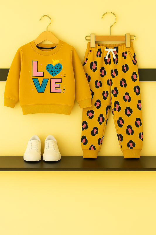 Love Printed Orange Tracksuit Girls 411
