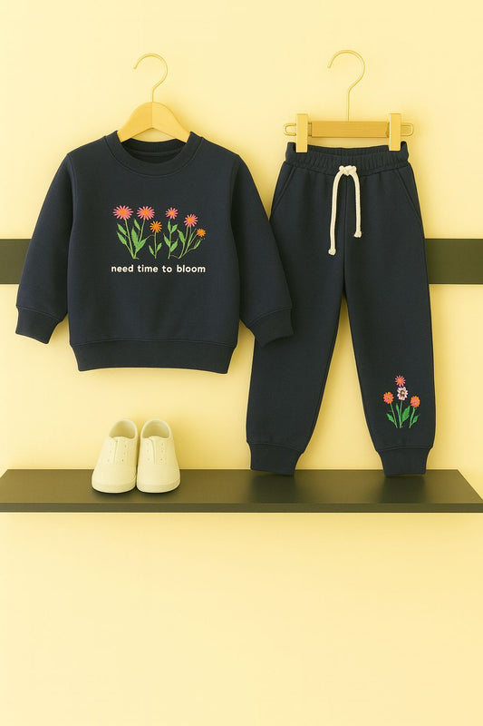 "Time To Bloom "Embroidered Tracksuit - Navy 127