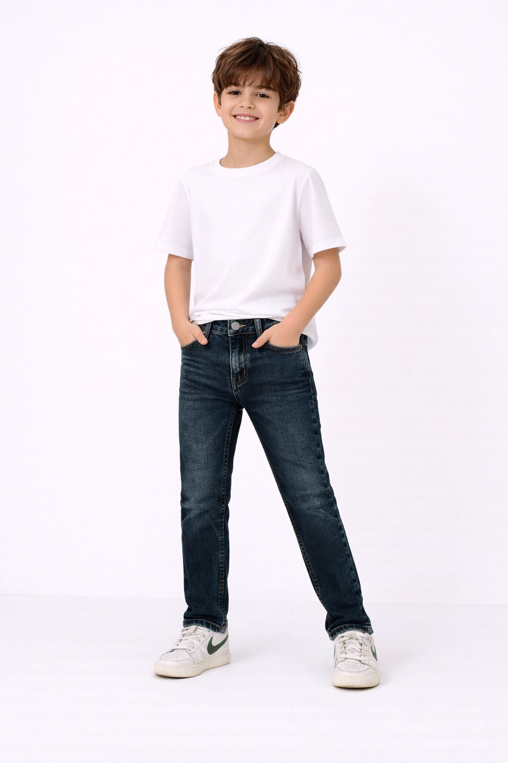 Kid's Elastic Waist Mid Blue Jeans Boys 293