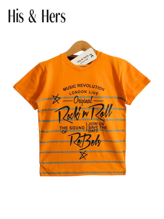 Rock n' Roll Orange T-Shirt Boys 123