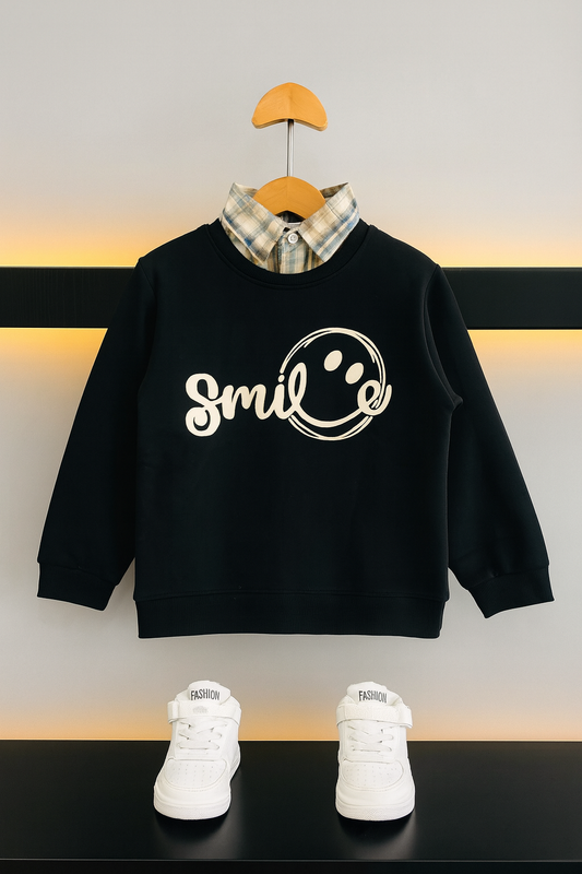 ''Smile ''Black Double sweatshirt 297