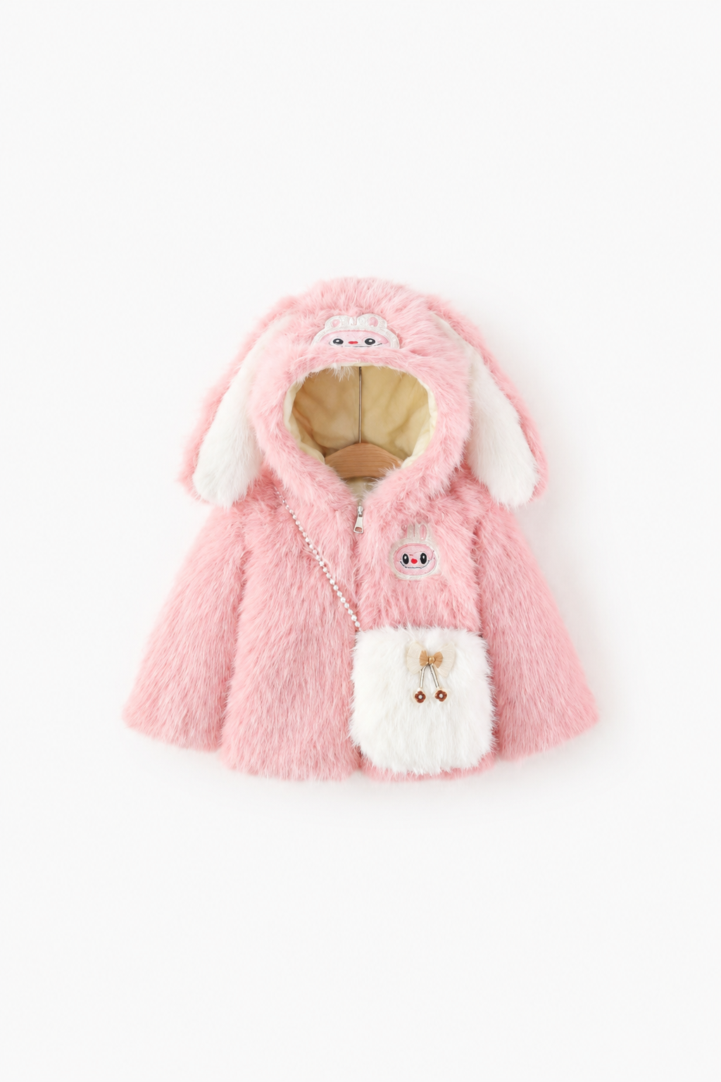 Labbubu Plush Hooded Jacket – Pink 928