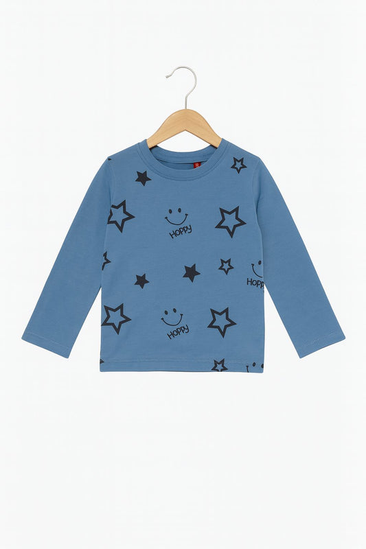 Happy Emoji Blue Full Sleeves Shirt Boys