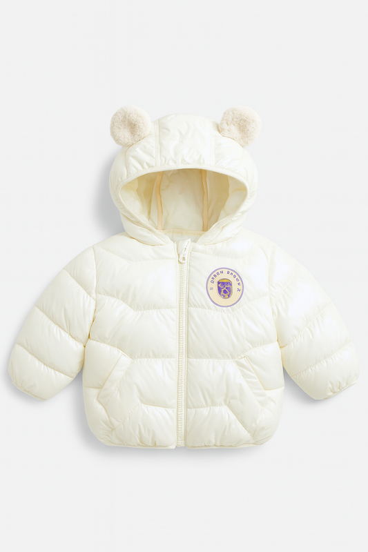 Teddy Ear Kids Puffer Jacket – Shiny White
