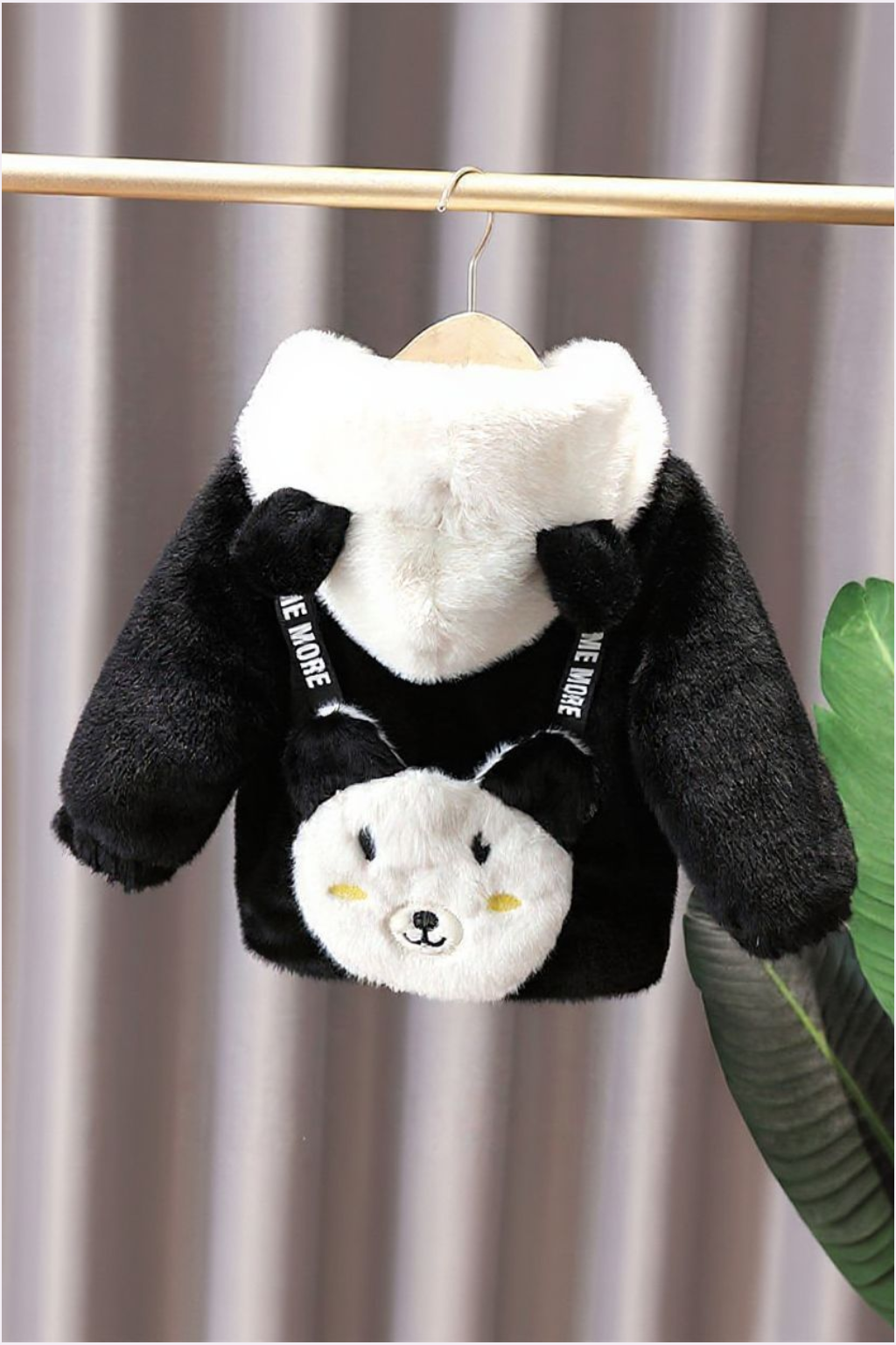 🐻 Cozy Plush Animal Hoodie for Kids -Black