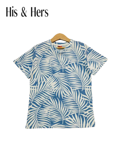 Palm Leaves Allover Print Henly Polo Shirt Boys 105