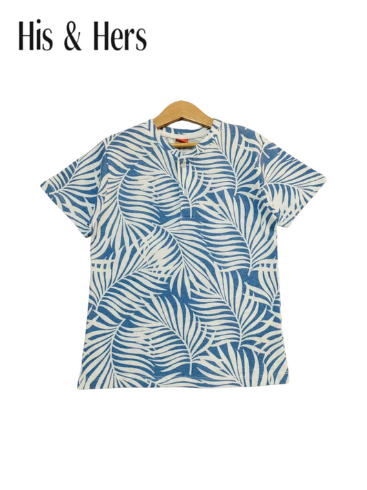Palm Leaves Allover Print Henly Polo Shirt Boys 105
