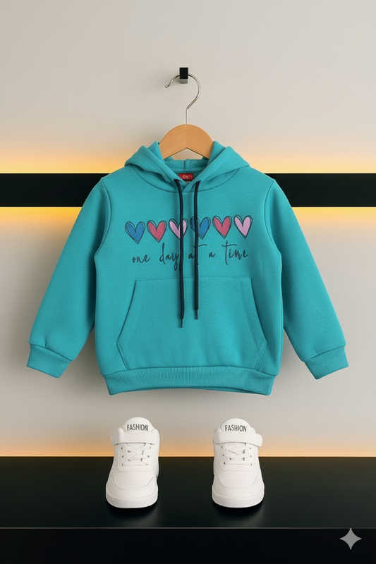 Cozy Aqua Fleece Hoodie – Motivational Quote Design 244