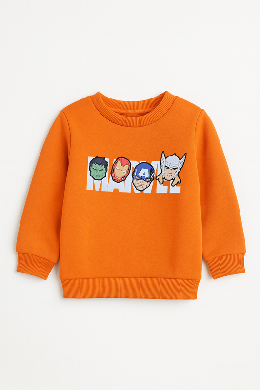 Marvels Heroes Print Orange Sweatshirt 223