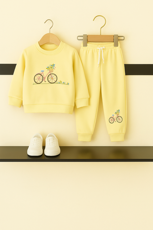 Yellow Bicycle Embroidered Kids Tracksuit 428