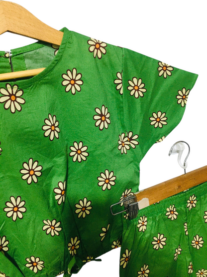Flowers Allover Print Green Skate Fish Girls 235