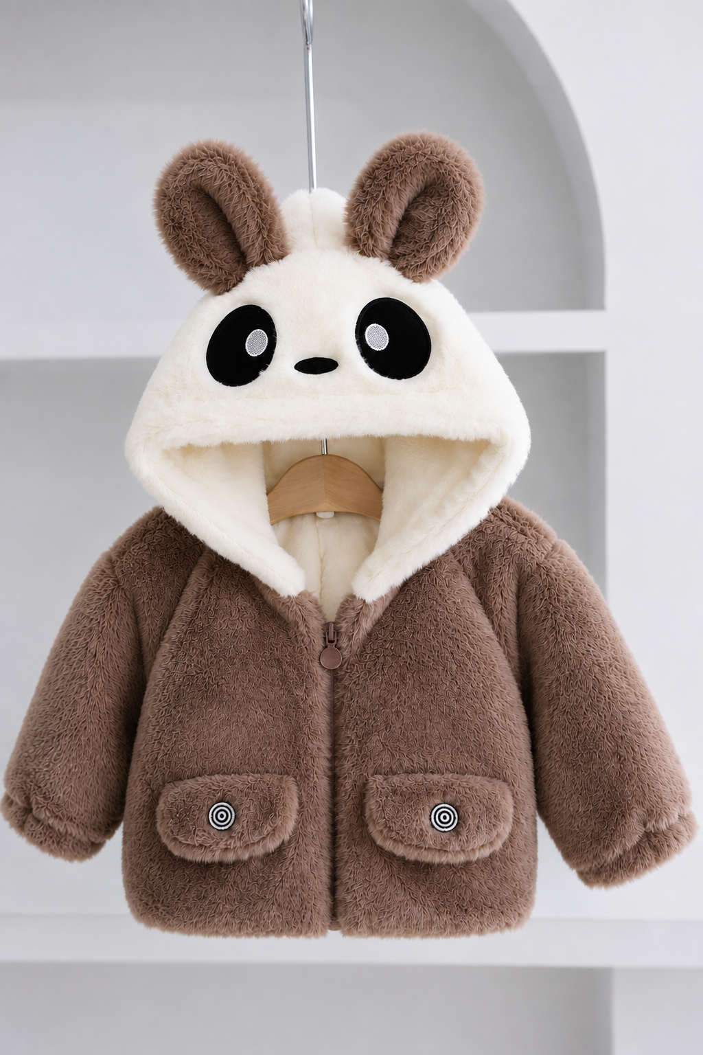 Cute Panda Plush Winter Jacket Brown 411