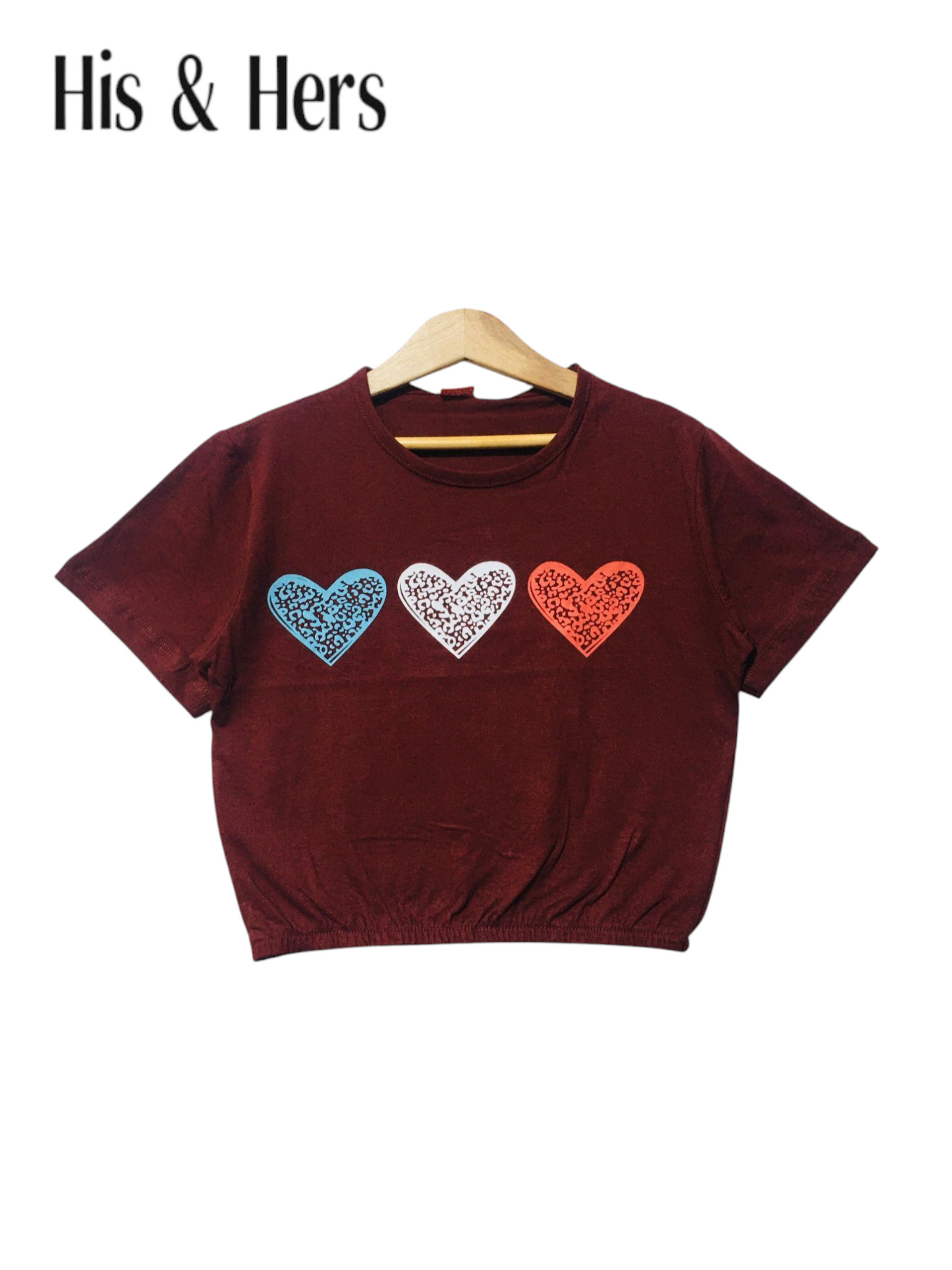Three Hearts Mahroon T-Shirt Girls 243