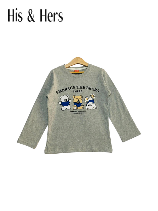 Three Teddy  Bears Grey Full Sleeves T-Shirt 439
