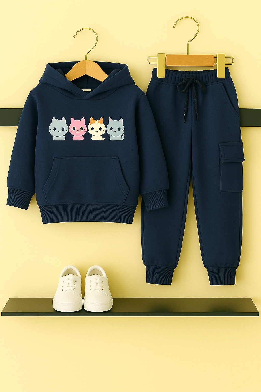 Kittens Navy Hooside Tracksuit Side Pocket Cargo Trousers 509