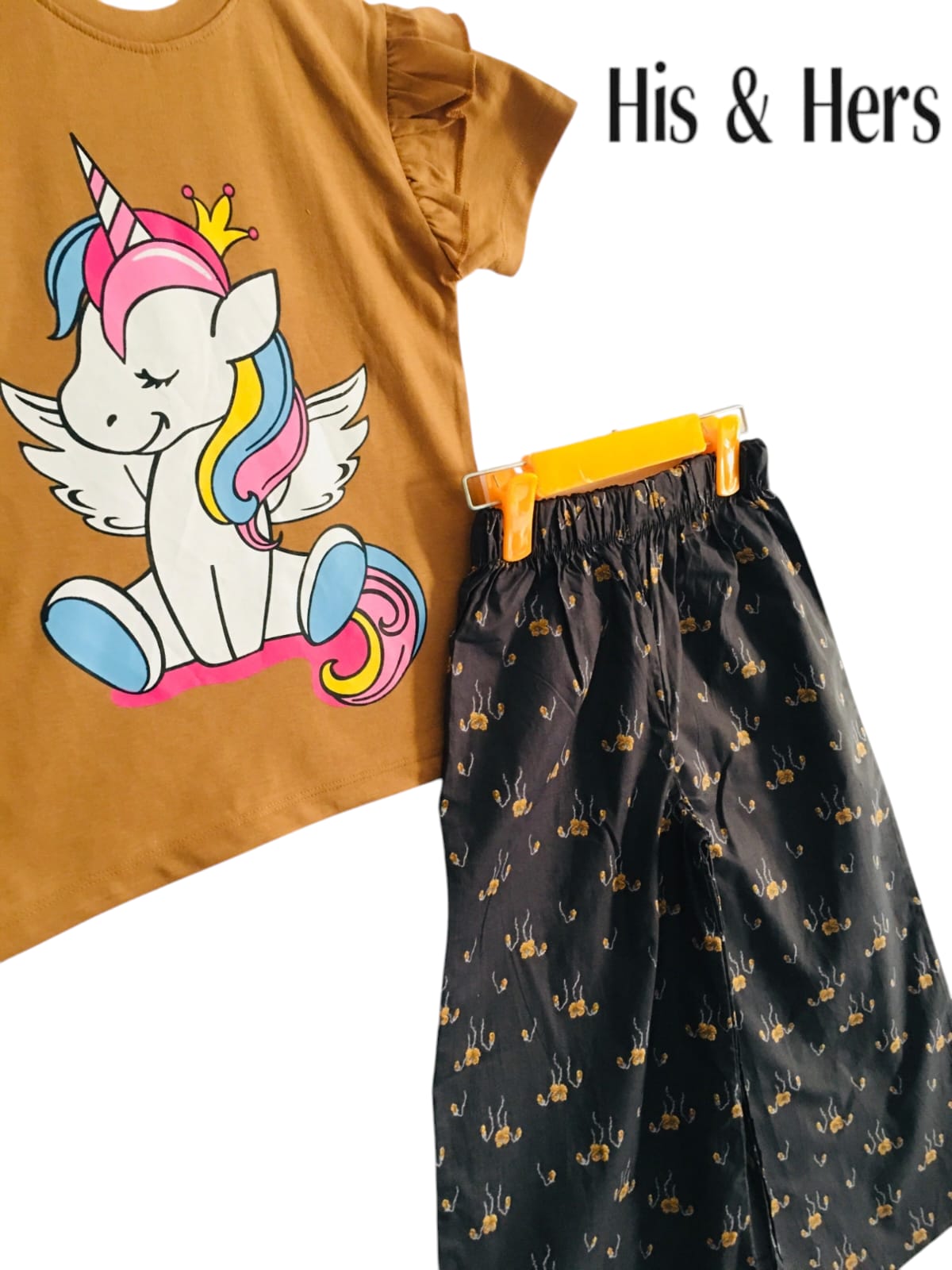 Unicorn Kid's Brown T-Shirt & Cotton Flapper Girls 105