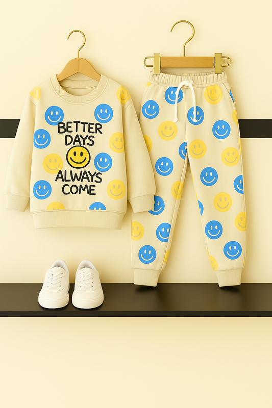 Smiley Face Kids Tracksuit – “Better Days Always Come” Print 233