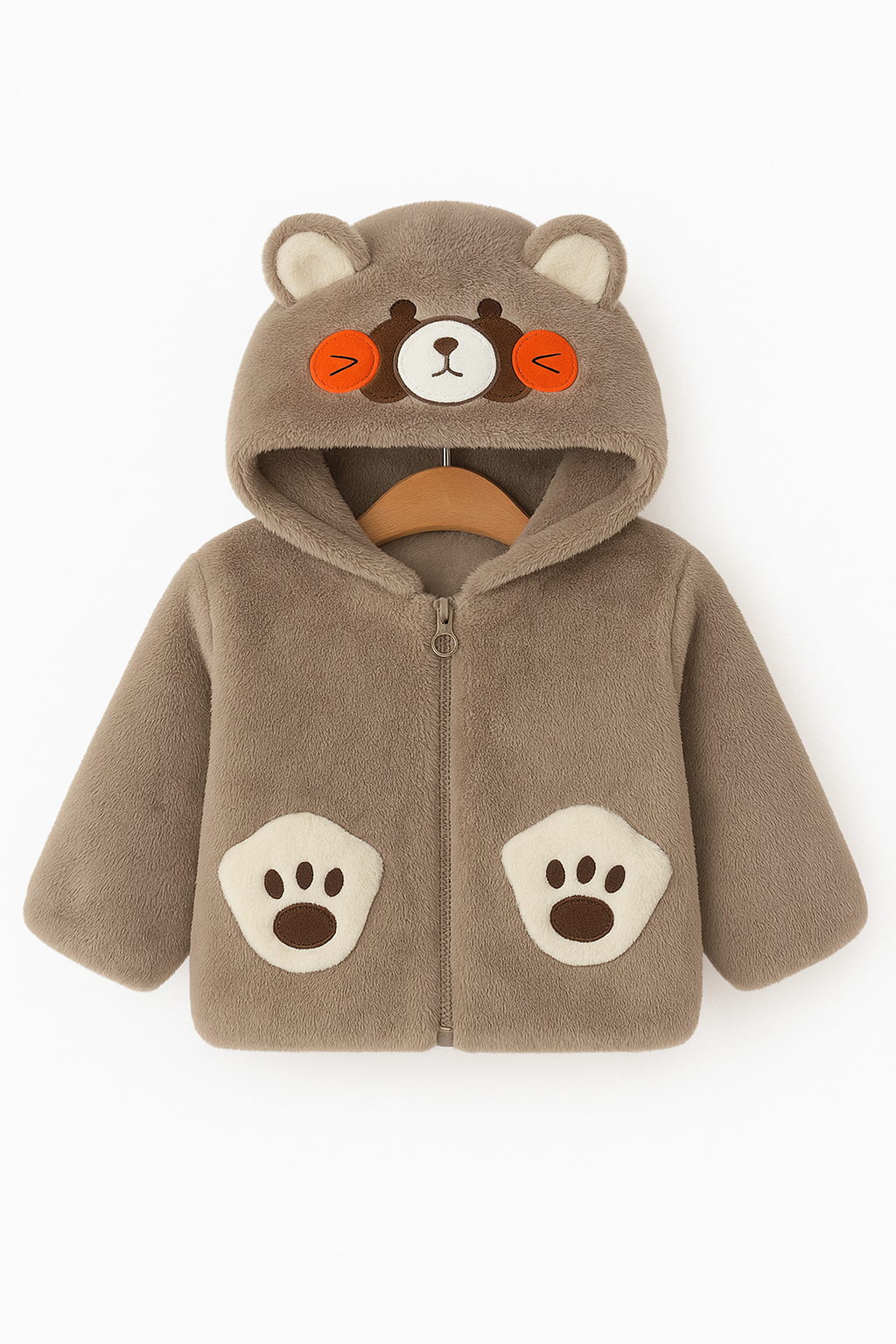 Brown Furry Bear Hoodie Jacket 139