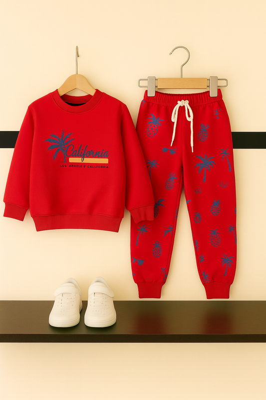 California Print Fleece Tracksuit – Cozy Winter Wear for Kids 274