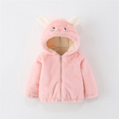 Pink Bunny Plush Winter Coat for Girls