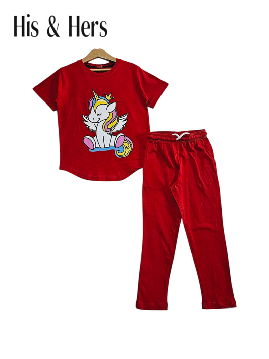 Unicorn Mahroon T-Shirt &Trousers Girls 203