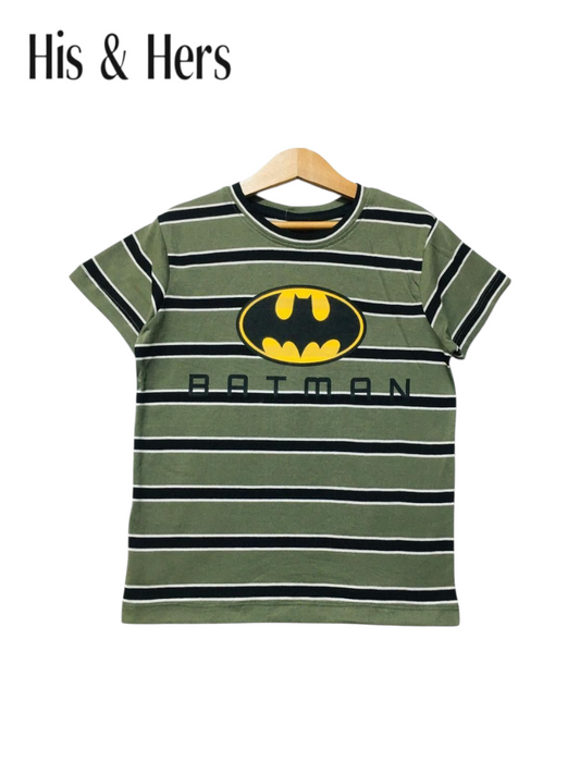 Batman Army Green & Black Stripped T-Shirt Boys 449