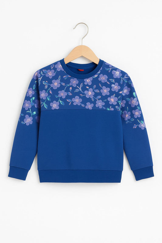 Girls' Blue  Embellished Sweatshirt 453