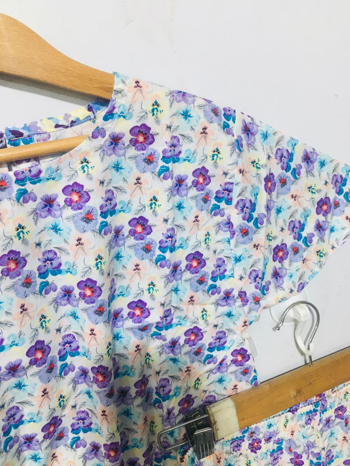 Purple Flowers Allover Print Skate Fish Girls 245
