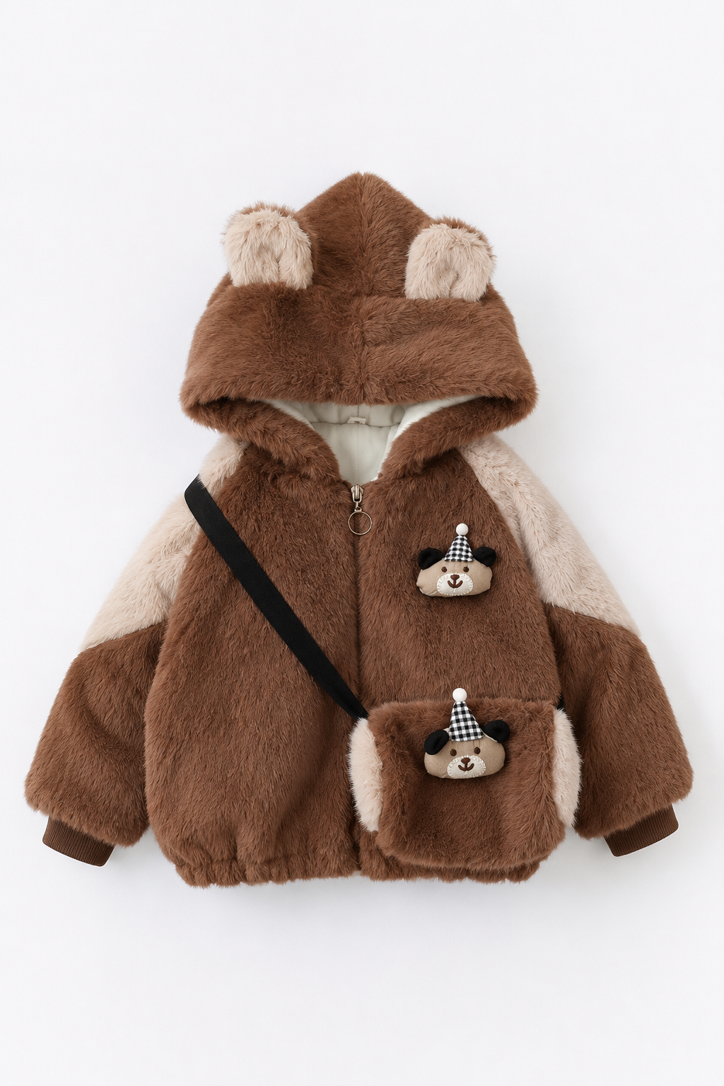 Teddy Pouch Fur Jacket - Chocolate Brown 103