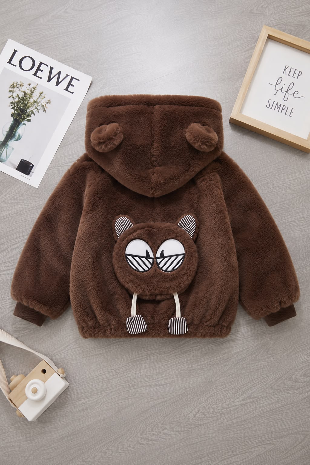 Little Owl Plush Jacket – Chocolate Brown 109