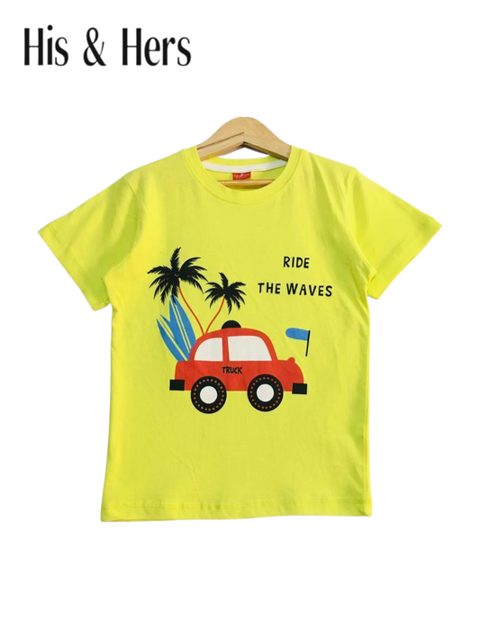 Ride the Waves Yellow T-Shirt Boys 214
