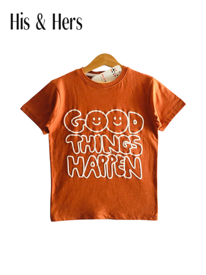 Good Things Happen Orange Brown T-Shirt Boys 255