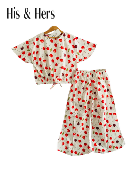 Cherries  Allover Print White Skate Fish Girls 232