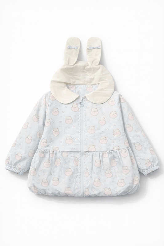 Blue Kitten Printed Hooded Spring Jacket
