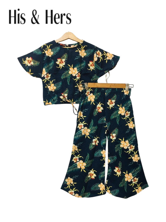 Golden Flowers All Over Print Black  Skate Fish Girls [1-4 Year]  229