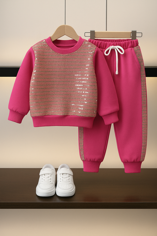 Sparkle & Shine Pink Sequin Tracksuit for Kids 233