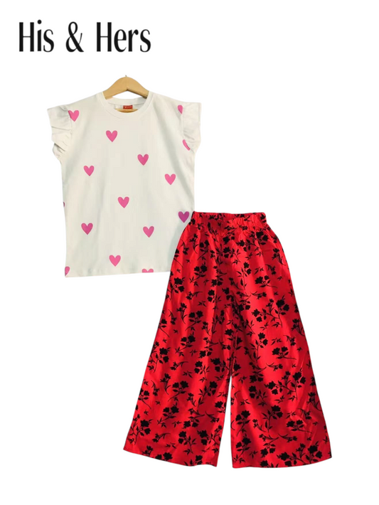 Hearts Print White T-Shirt & Lillen Flapper 244