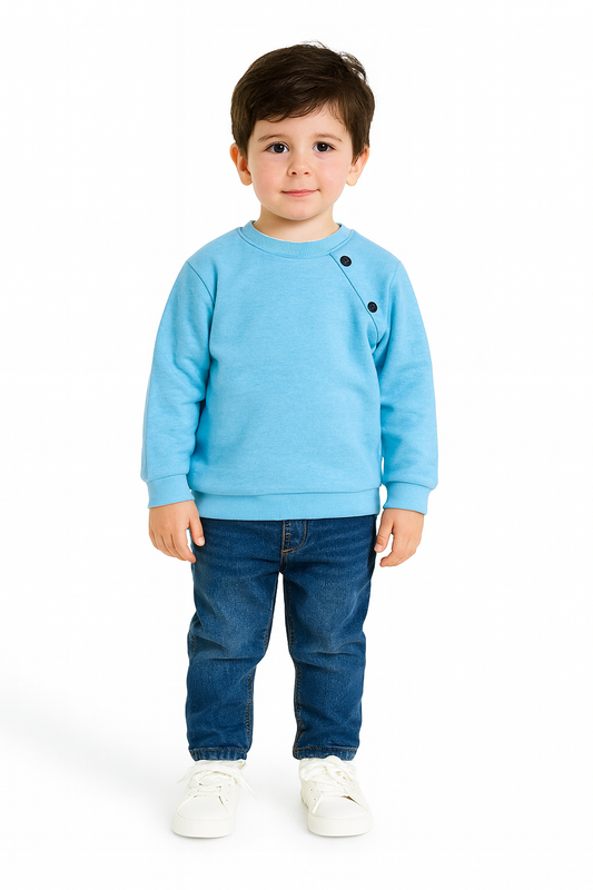Side Buttons Blue Sweatshirt Boys 129
