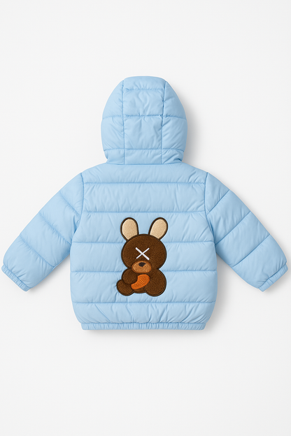 Imported Puffer Jacket Teddy Ears -Light Blue