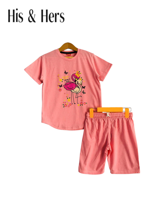 Flamingo Pink Nicker Suit Girls 432