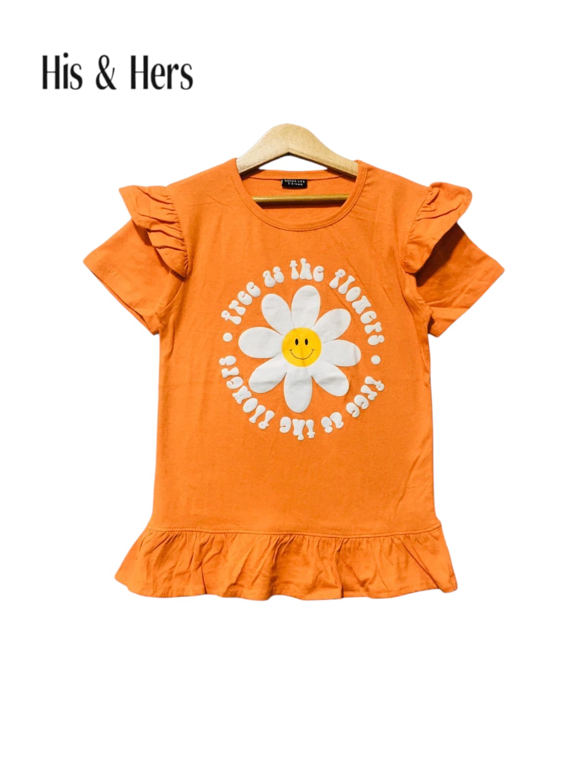 Flower Smile Kid's Orange T-Shirt Girls 112