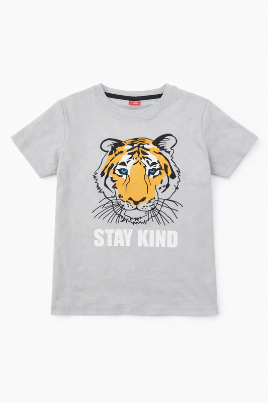 Tiger Printed Light Grey T-Shirt 233