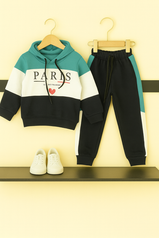 Color Block PARIS Hoodie Tracksuit 284