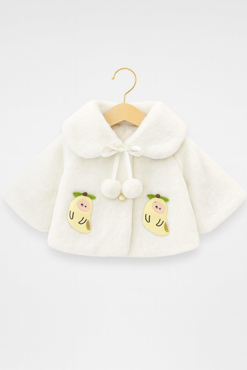 Fluffy White Winter Cape for Baby Girls – 3D Carrot